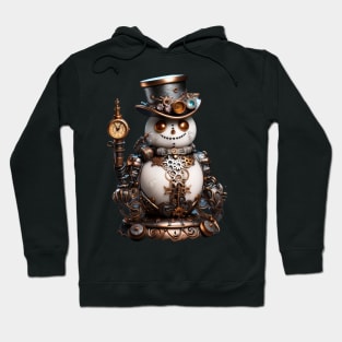 Steampunk Snowman with Copper Eyes and Top Hat Hoodie